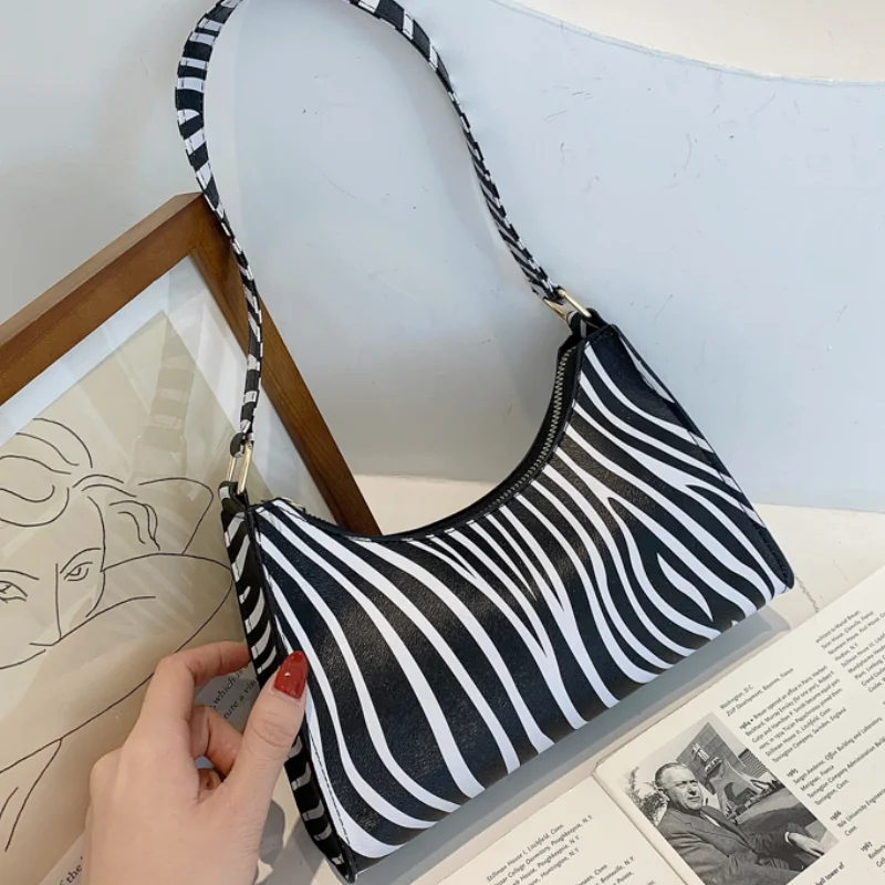 

Fashion Zebra Leopard Print Women Handbag Pu Leather Underarm Shoulder Bags Female Daily Totes Purse