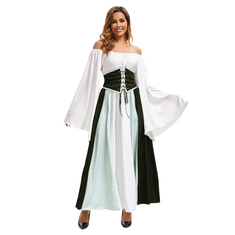 Medieval Vintage Elf Fairy Costume Women's Renaissance Style Dress Corset Suit Petticoat Pirate Maid Costume