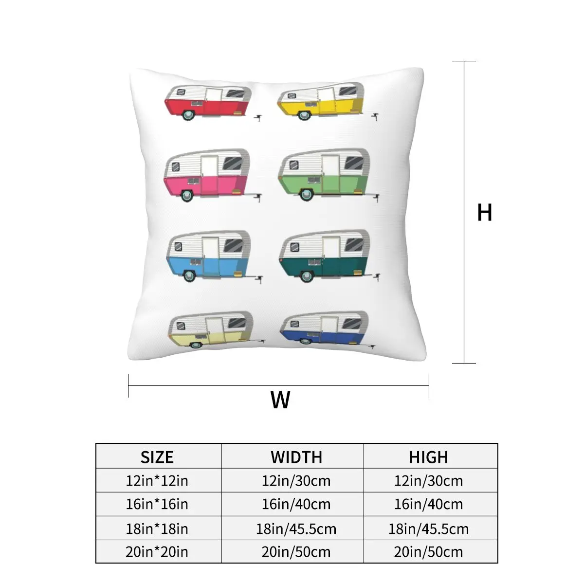 Colourful Vintage Eriba Puck Caravan Daisy Square Pillowcase Pillow Cover Cushion Decor Throw Pillow for Home Living Room
