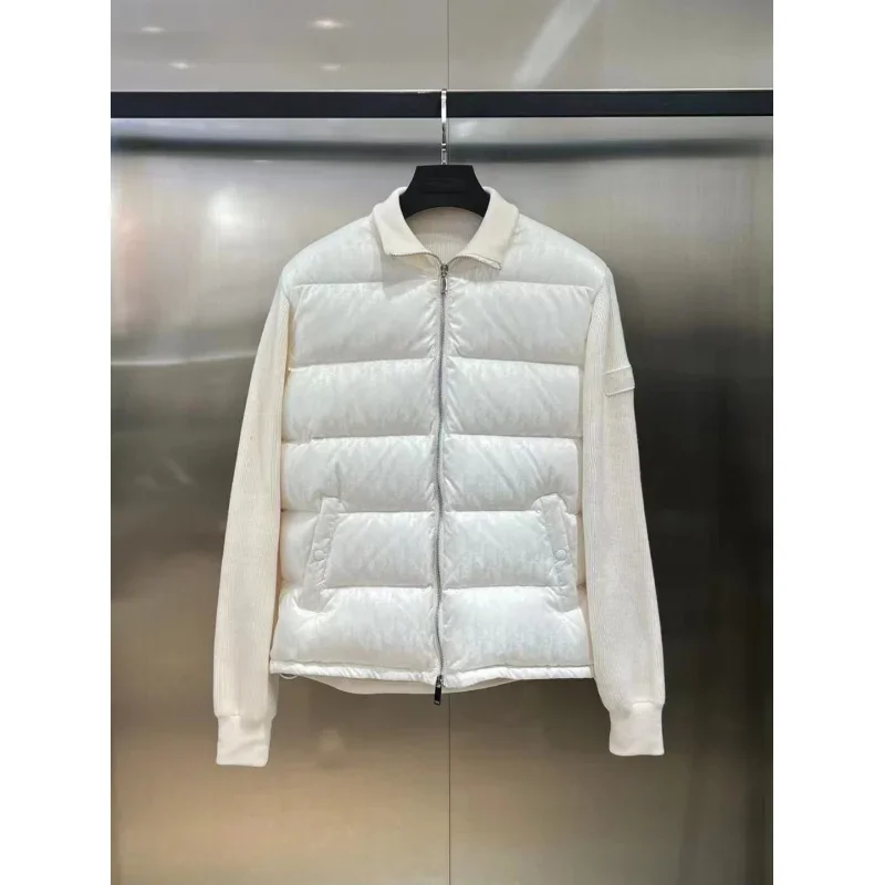 Di * r-Chaqueta de plumón de ganso blanco para hombre, chaqueta acolchada ajustada con capucha cálida, abrigo térmico informal de alta calidad para