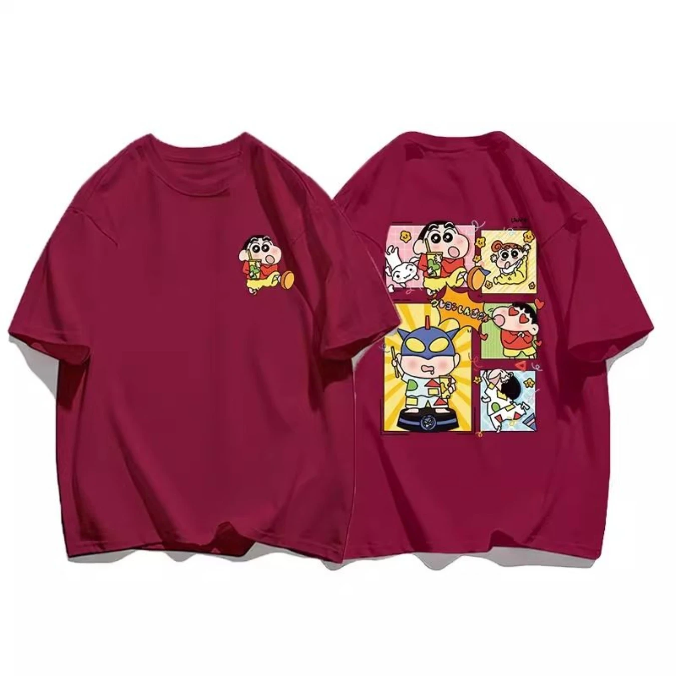 Japanese Style Crayon Shin Chan Mens Short Sleeve T Shirt Summer Trendy Cartoon Pure Cotton