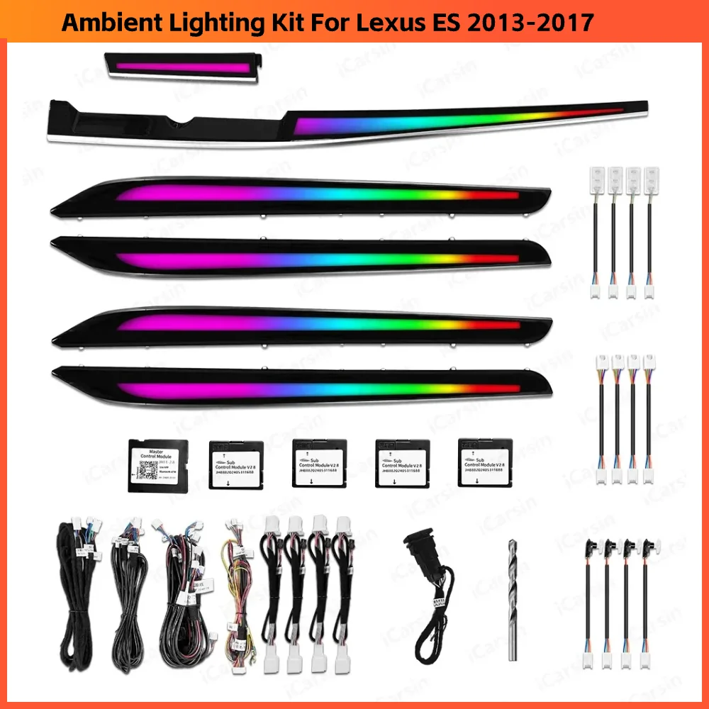 

Обновление 256 цветов, динамическое освещение, светодиодное освещение в салоне автомобиля для Lexus ES 2013-2017, аксессуары для атмосферных полос