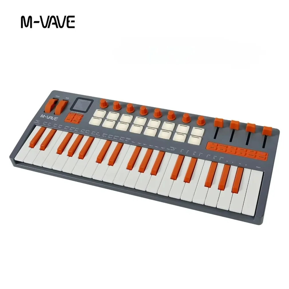 M-VAVE SMK-37 Elite MIDI Keyboard with Weighted Keys 16 Pad, 8 Encoders, Battery Powered, DAW & IOS Compatible