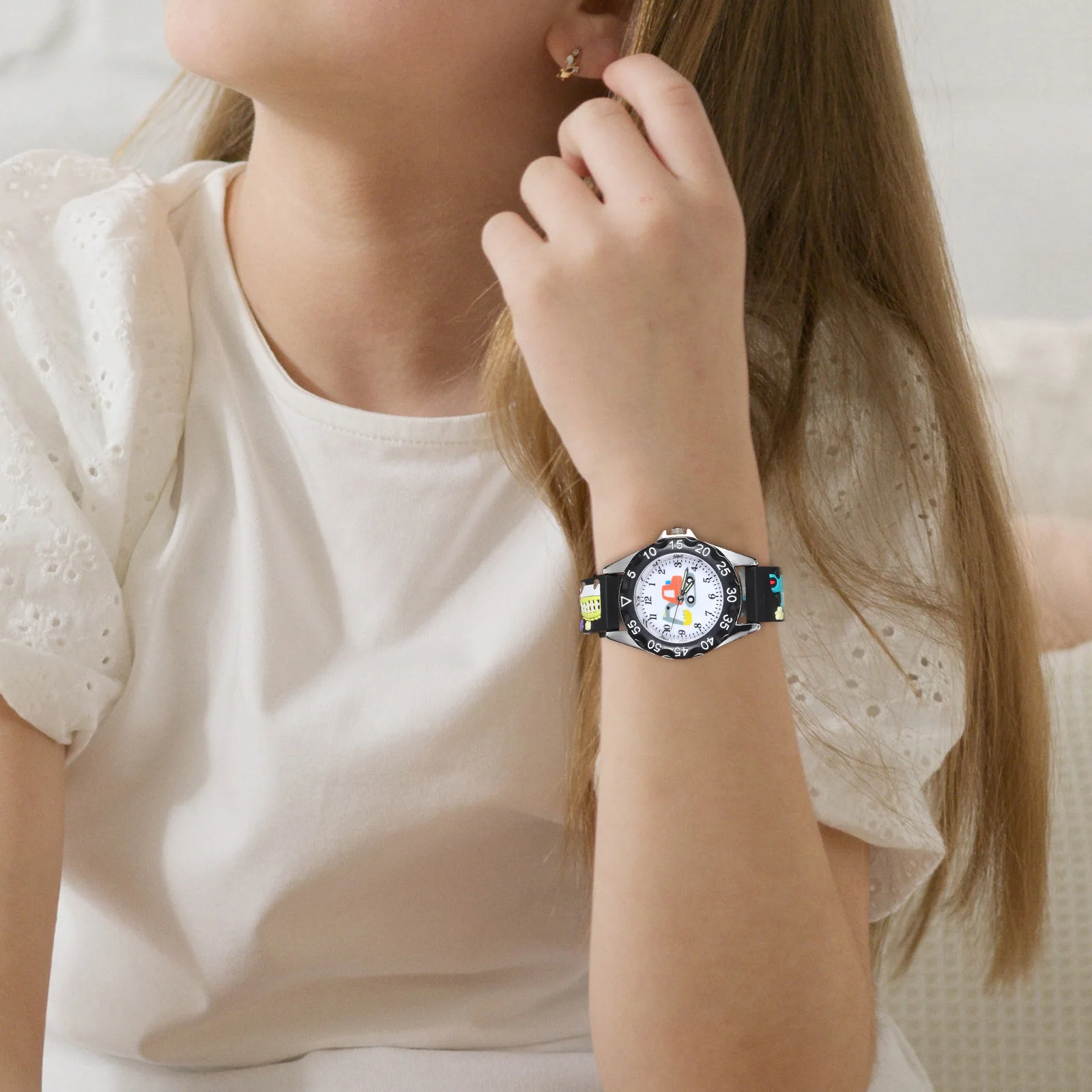 ساعة كارت كارت من السيليكون للأطفال بمينا كبير وساعة كوارتز بأرقام واضحة للأطفال وساعة يد متينة للطلاب هدية تعلم الوقت #5