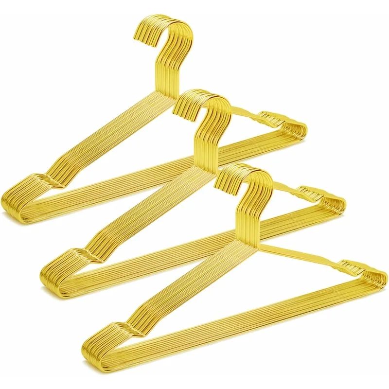 

17" Shiny Gold Strong Metal Hanger 30 Pack, Gold Clothes Hangers, Heavy Duty Coat Hangers