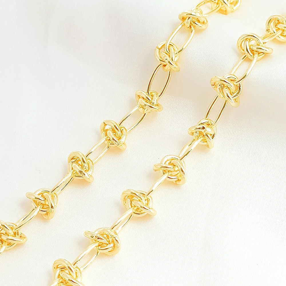 50 Centimeters Long Brass Coated Gold Smooth Knotted Chain DIY Jewelry Making Necklace, Bracelet, Luggage Accessories Materials