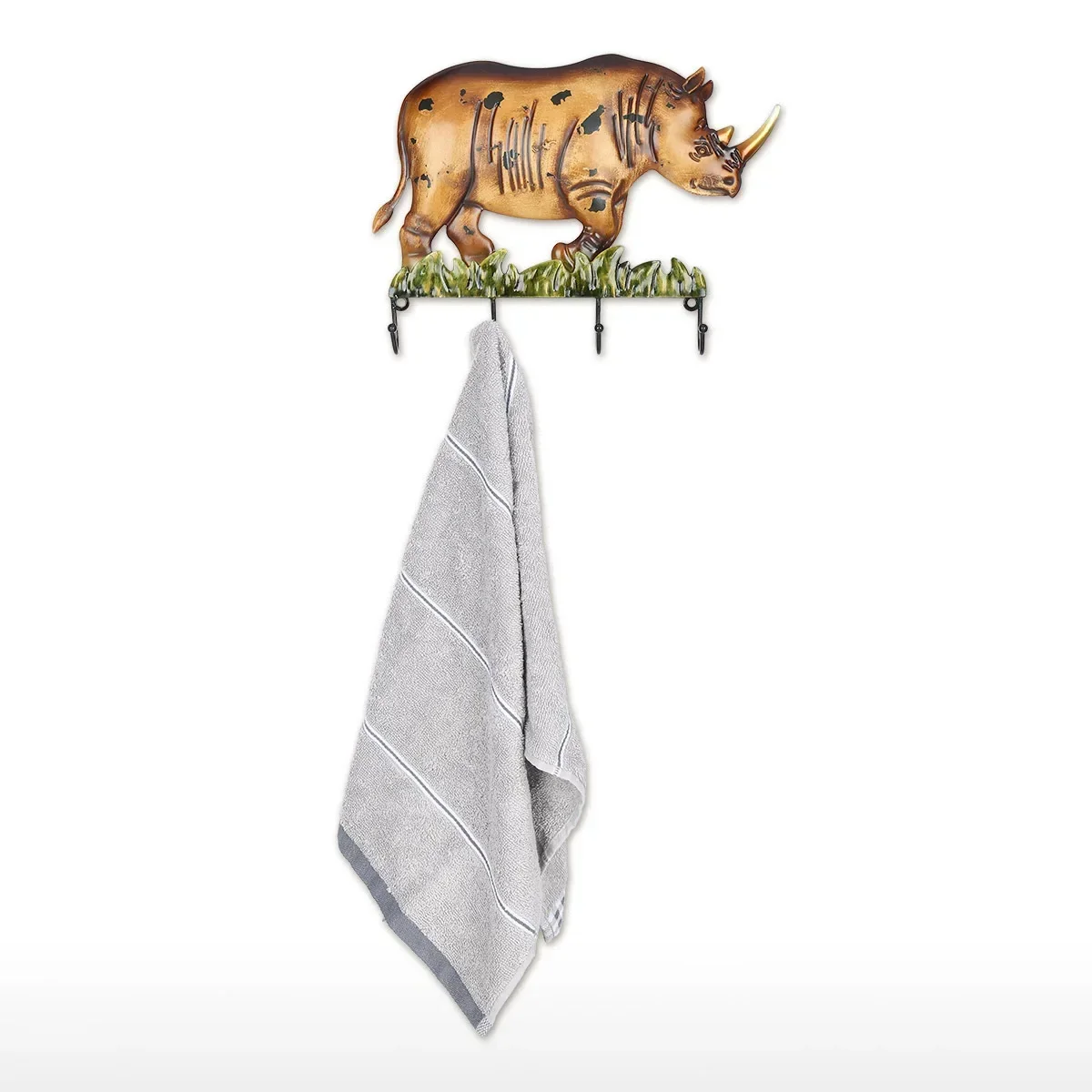 

Towel Hanger Coat Rack Home Decoration Metal Iron Hook Retro Rhino Living Room Wall Hanging Crafts Bathroom Livingroom Bedroom