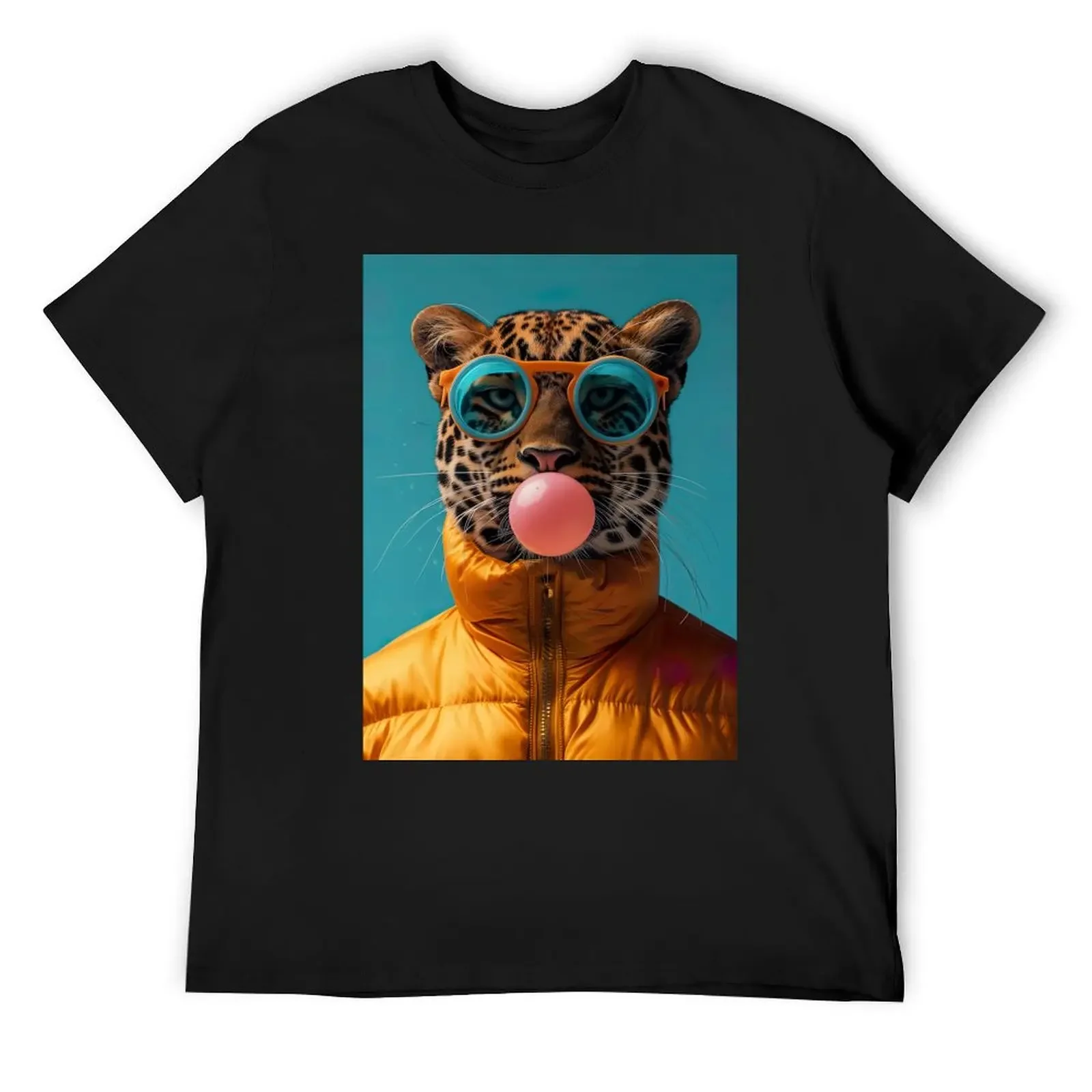 Funny cheetah blowing a bubble T-Shirt sports fans designer shirts tees baggy shirts men workout shirt