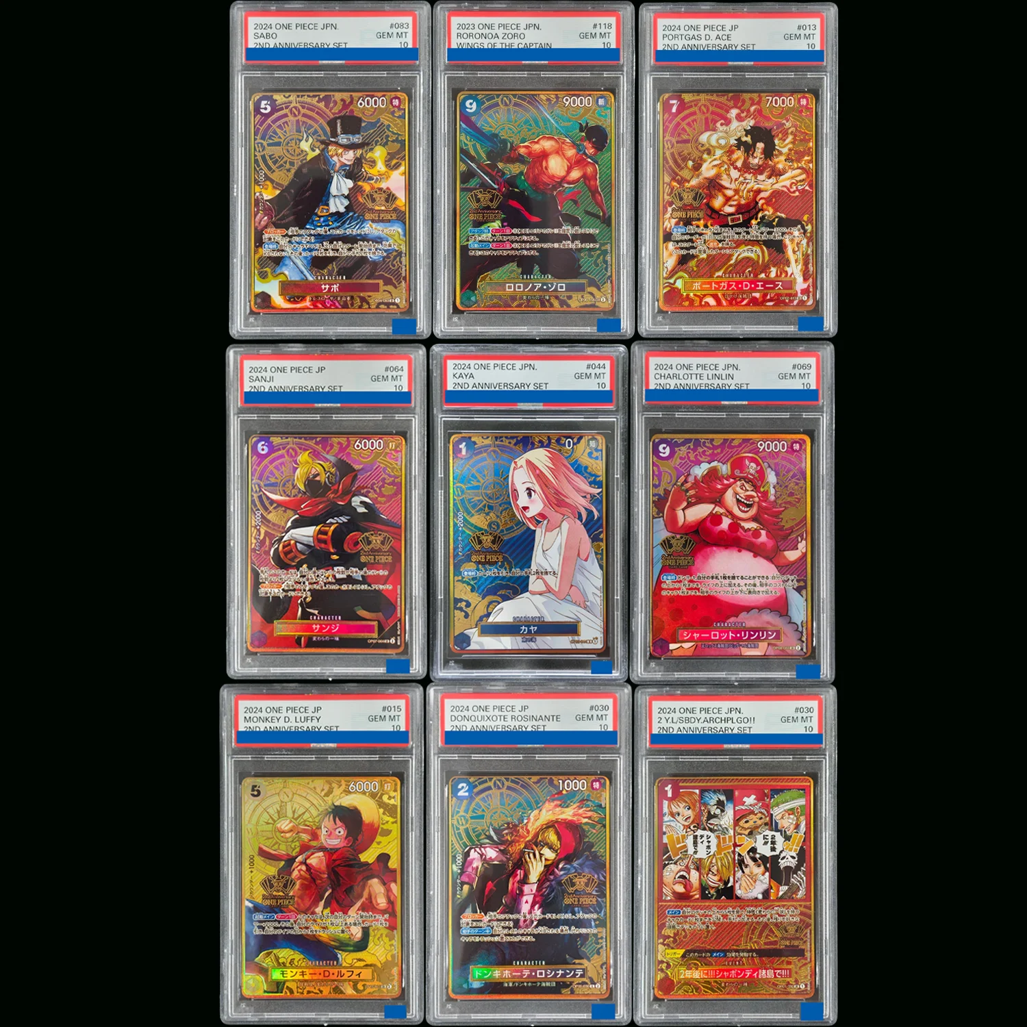 9 style One Piece Japanese 2nd Anniversary Set Sabaody Archipelago Monkey D. Luffy ST13-015 Grade Gem Mint 10 Collection card