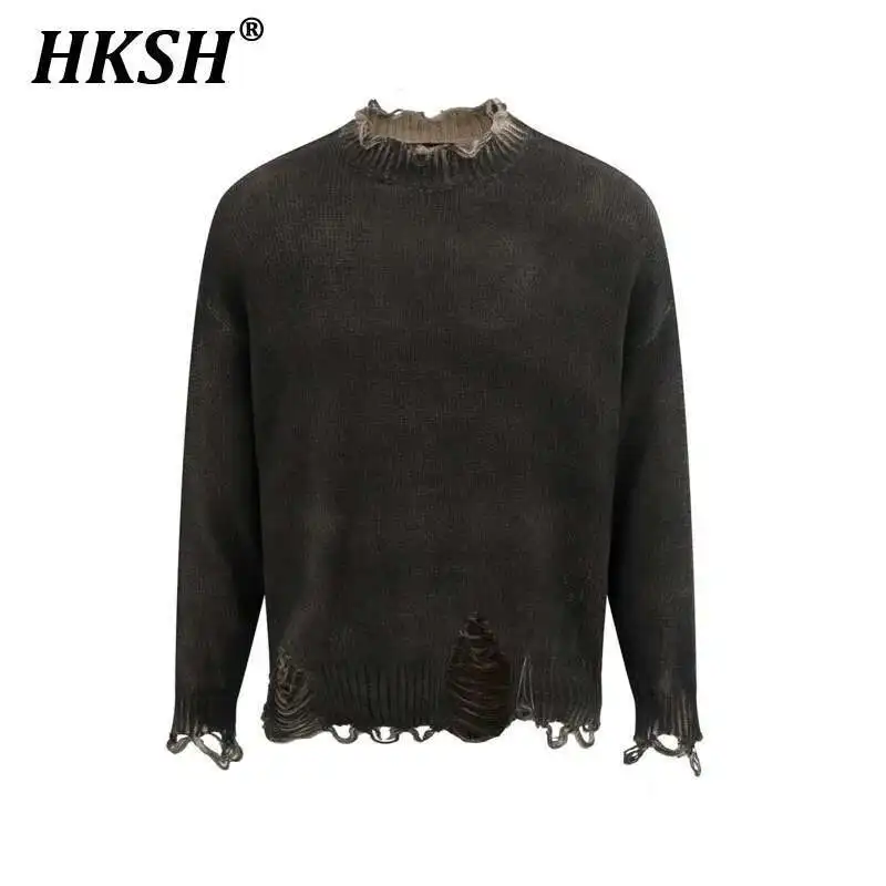 

HKSH Мужская уличная одежда Tide, осень-зима, новая мода, винтажный свободный свитер с капюшоном из двух предметов, шикарный модный топ HK3529