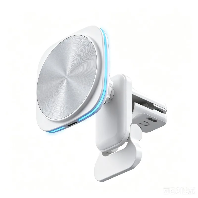 15W Magnetic Car Wireless Charger With LED Air Vent Clip Phone Holder For Magsafe iPhone 17 16 15 14 13 12 Pro Max Fast Charging view 5