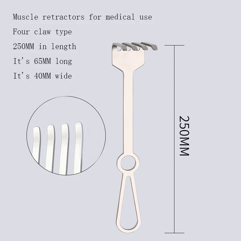 Retractor de piel, retractor profundo, tres dientes, cuatro dientes, cinco dientes, plano, retractor médico