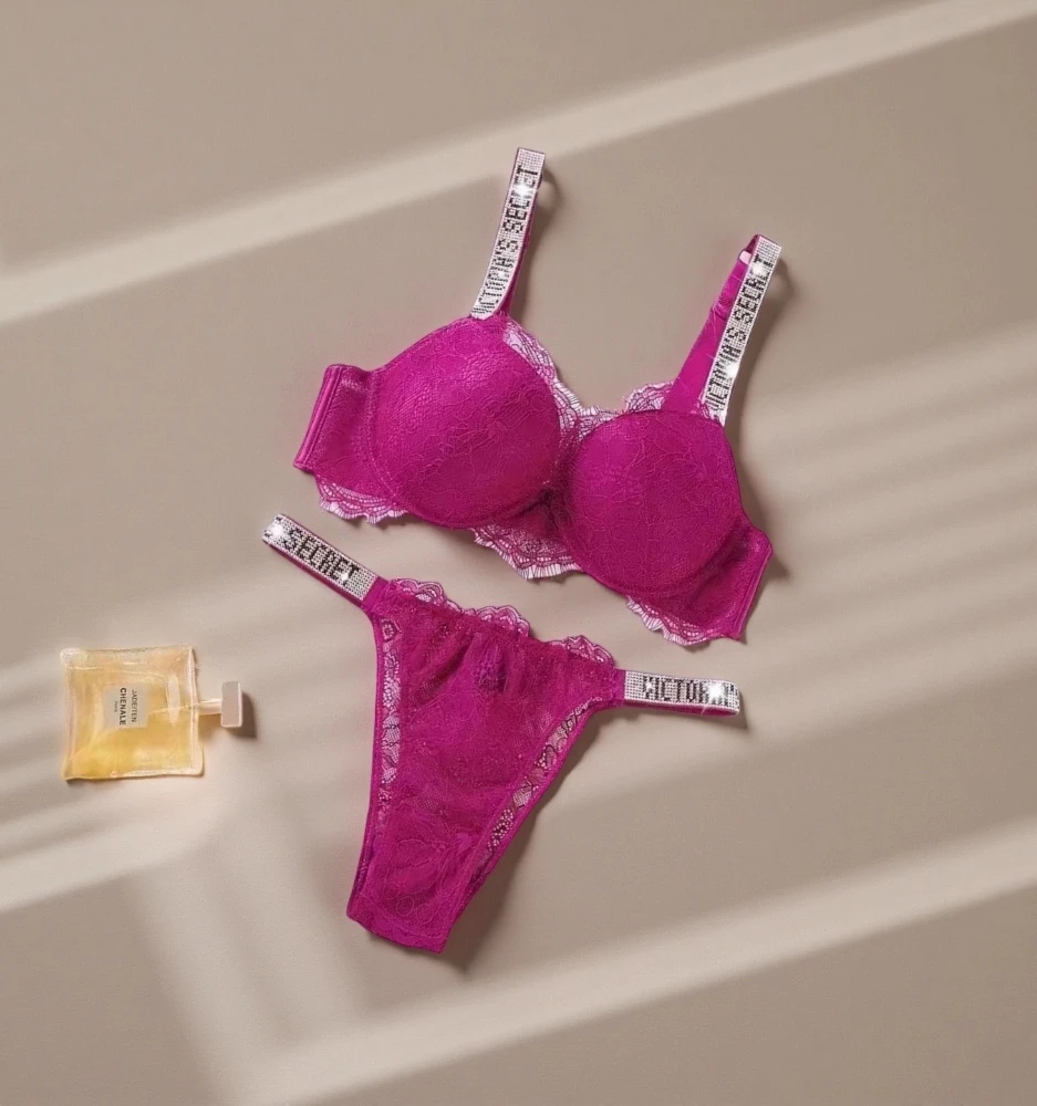 New V Women's Sexy Bra and Panty Set Comfortable push up Shapewear Adjustable Padded Gathered Lace Lingerie Set