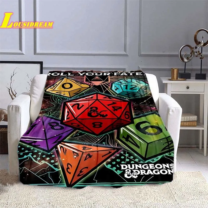 Dungeons and Dragons Game Printed Blanket Warm and Comfortable Flannel Blanket Sofa Bed Cover Housewarming Office Birthday Gift