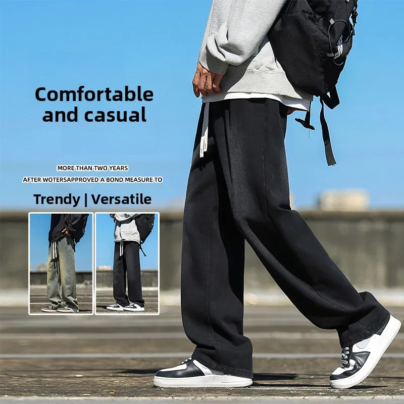 

Retro American Denim Jeans Men's Spring New High Street Waed Straight Leg Loose Wide Leg Casual Long Pants