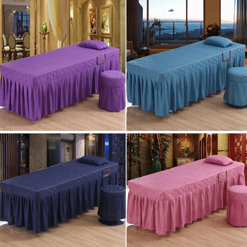 Solid color Bed Sheet Only Solid Beauty Salon Massage Table Bed Mattress Skin-Friendly SPA Bed Cover with Hole Funda Camilla