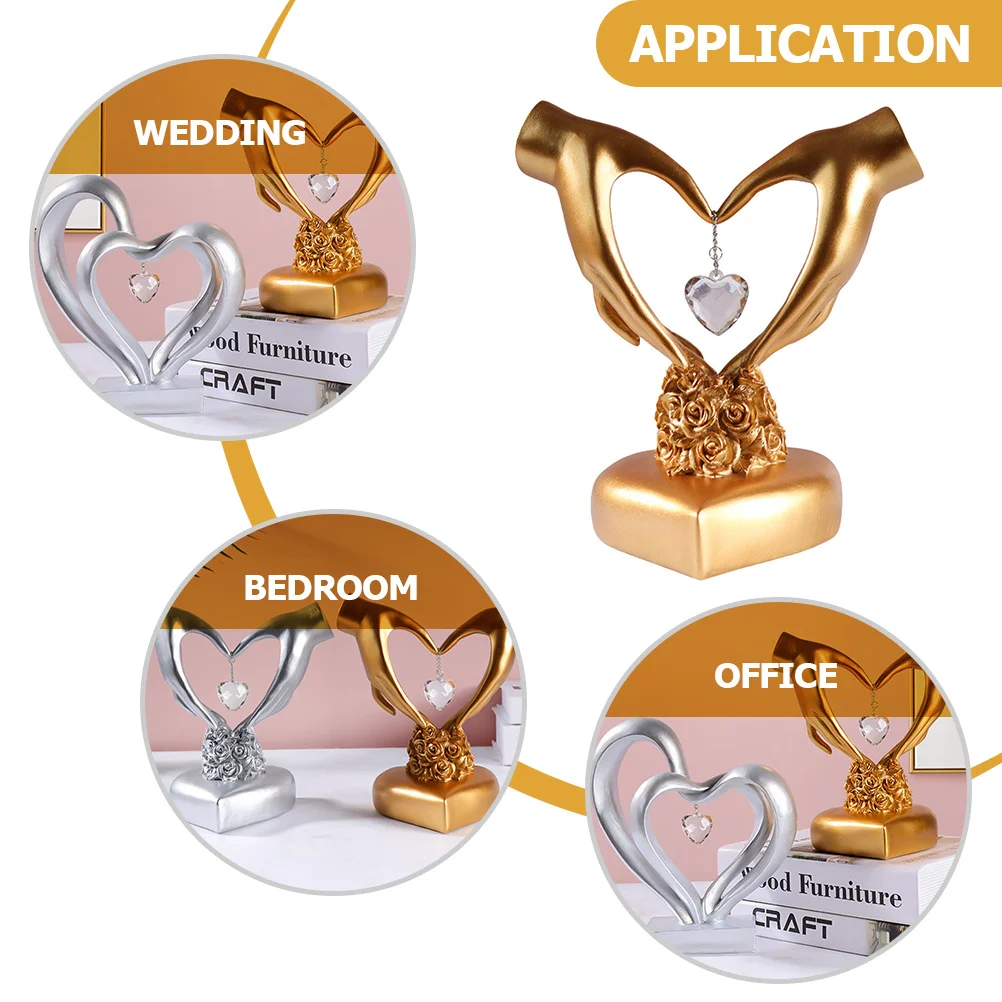 

Heart Gesture Resin Love Finger Sculpture Compact Wedding Room Ornament Bedroom Decoration Lover Gift Heart Sculpture