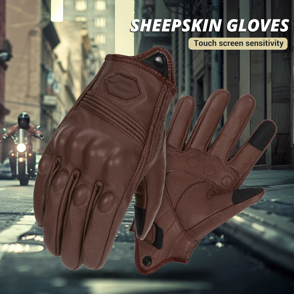 Breathable Motorcycle Leather Gloves Summer Motocross Glove Men Retro Biker Cycling Women Motorcyclist Protected Cycling Glove