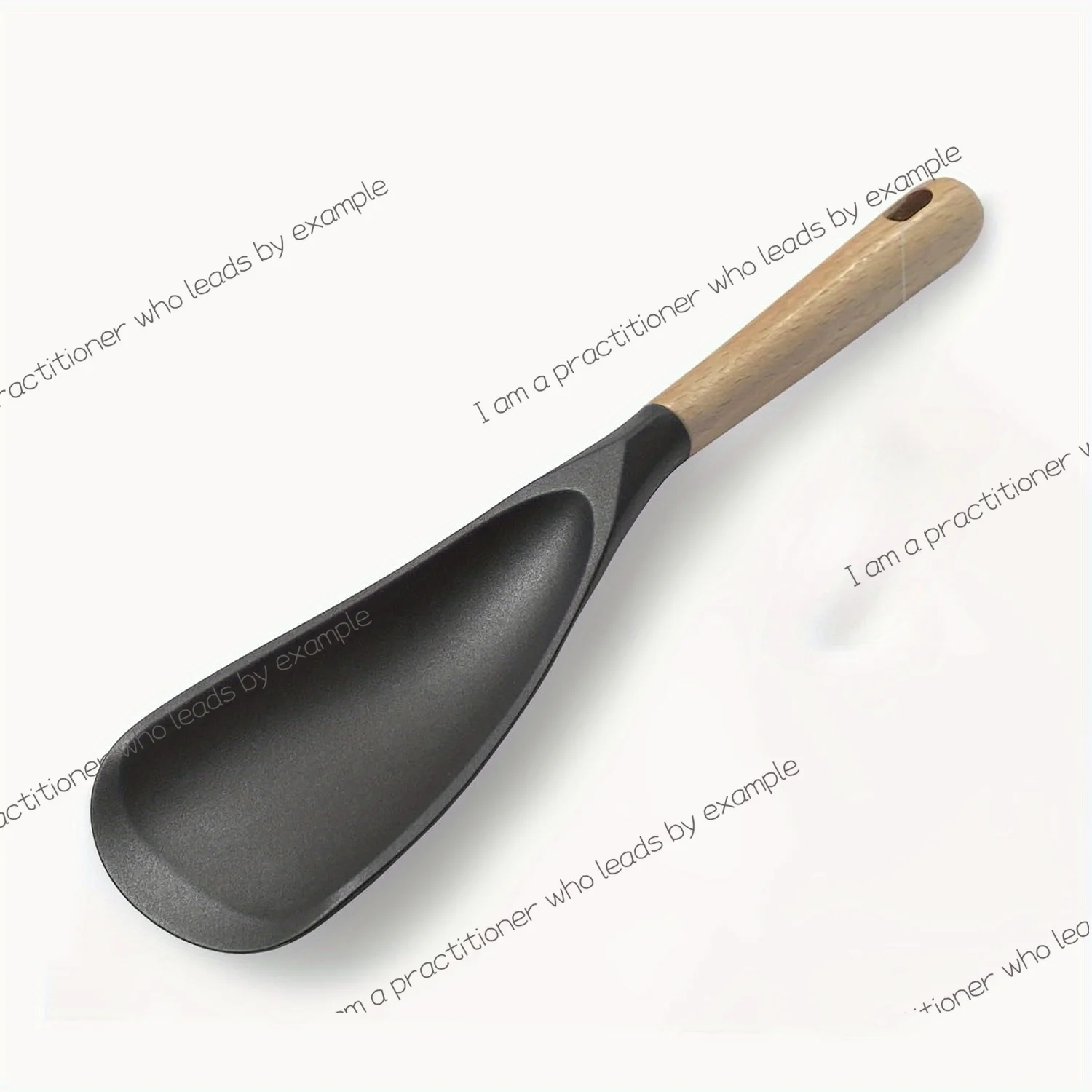 1pc Non stick cooking, silicone stirring spoon, spatula spoon, scraper  black