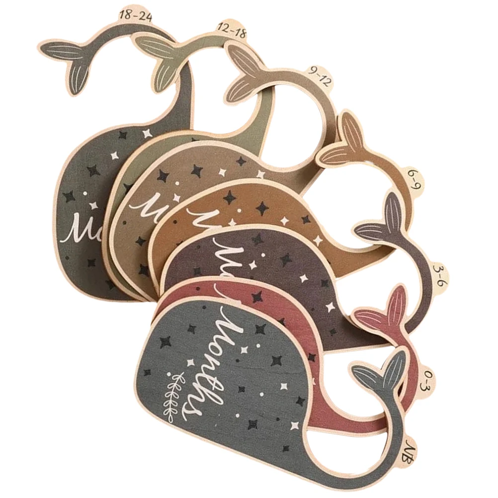 

7 Pcs Whale Separation Card Baby Clothes Size Dividers Wooden Closet Toddler Wardrobe Hanger Storage Organizers