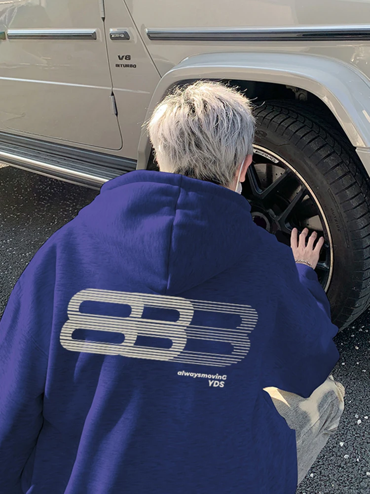 

Толстовка Cleanfit с капюшоном в королевском синем цвете в американском уличном стиле для мужчин, весна-осень, плотная, премиум-качество, верхняя одежда