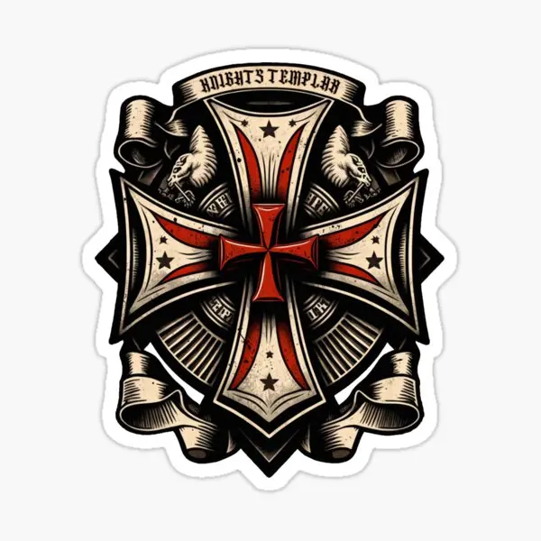 Knight Templar Crusader Red Cross Deus Vult Badge Sticker Assecories for Wall Car Window Bumper Truck Motorcycle Off-road Fridge