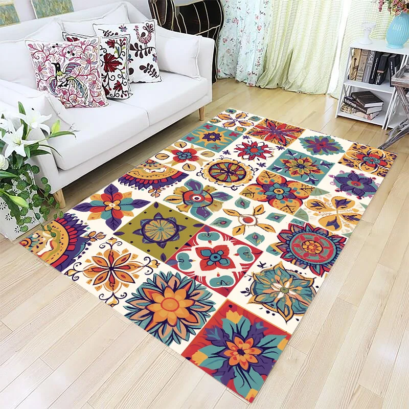 Mandala Style Retro Bohemian Carpet for Living Room Sofa Large Home Decor Soft Rug Bedroom Study Luxury Home Sofa Area Floor Mat