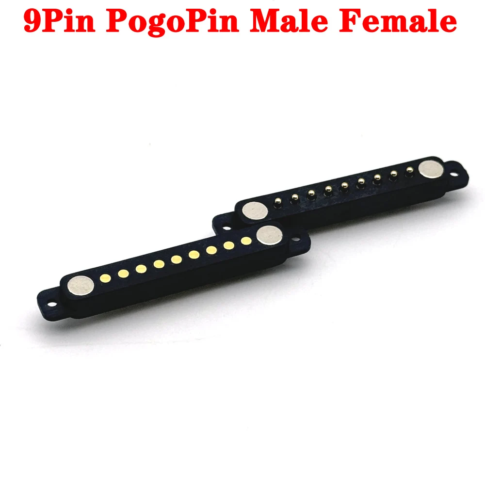 

100Pair 9Pin With Ears Waterproof Spacing 2.54mm Magnetic Pogo Pin Connector Pogopin Male Female Spring Loaded DC Power Socket