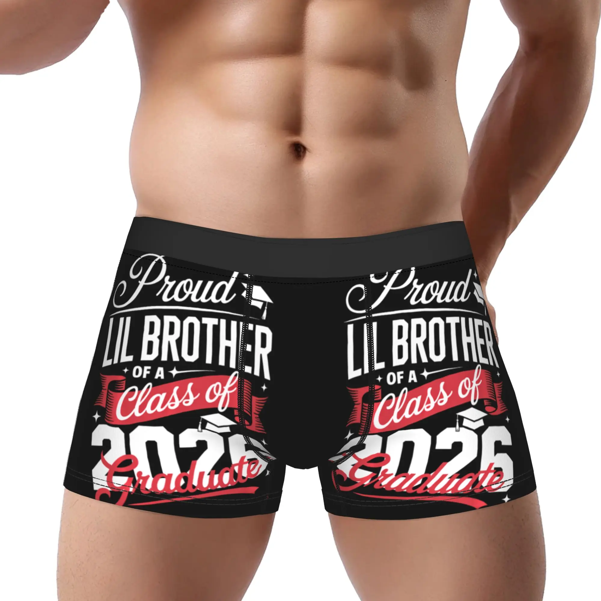 Proud Lil Brother Senior Graduate Graduation Class Of 2026 Underpants Breathbale Panties Man Underwear Print Shorts Boxer Briefs
