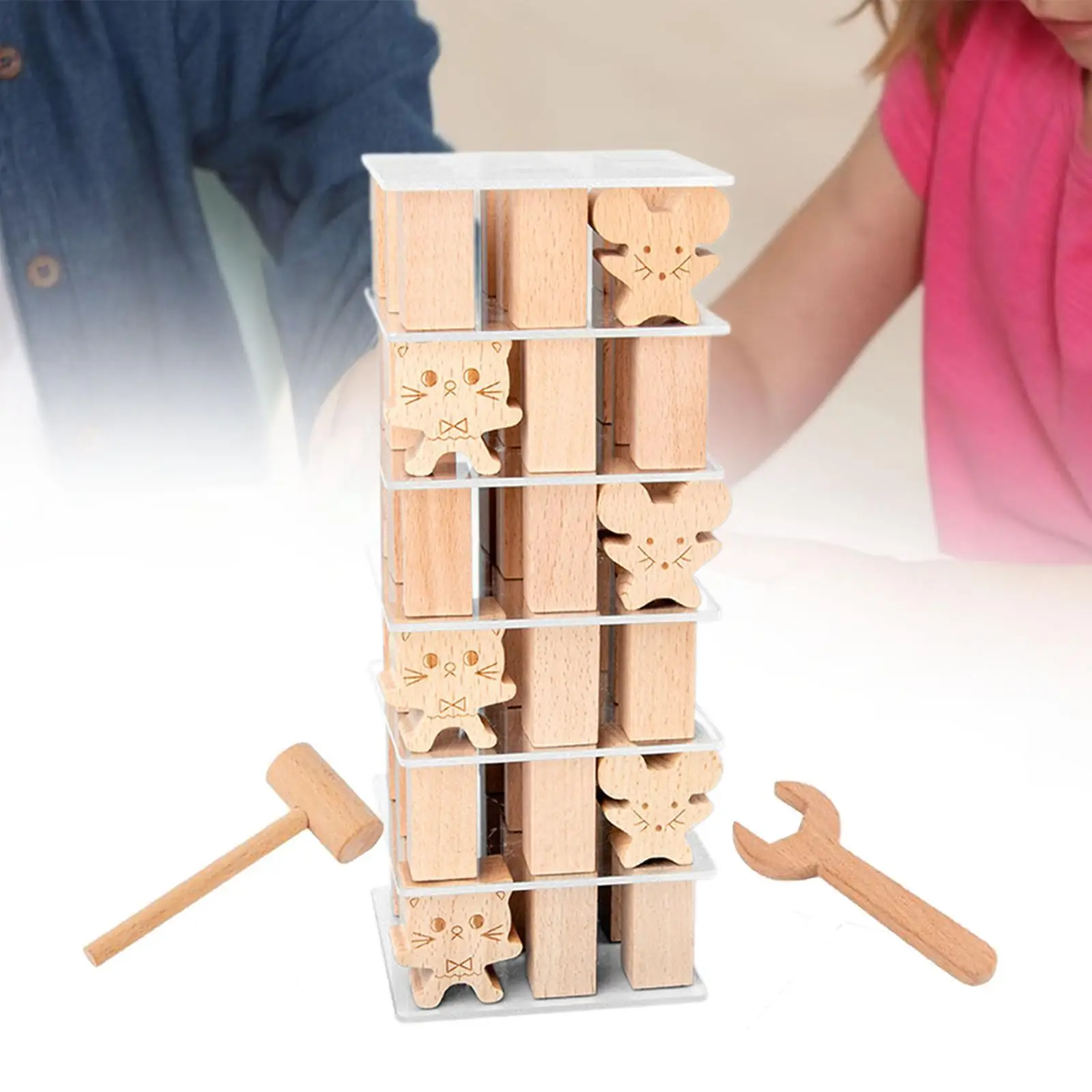 Tower Wood Block Early Learning Building Blocks for Kids Children Boys Girls