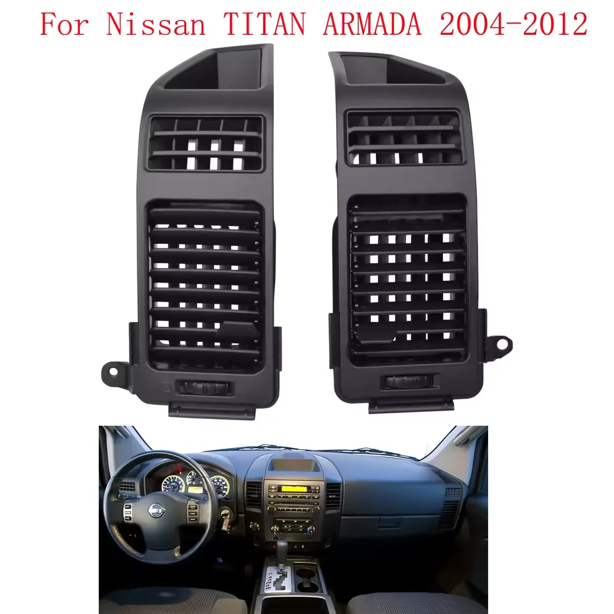 AC Vent Assembly Grille  Black Durable Directly Replace Car Air Vent Outlet Panel Grille for Nissan Titan 2004-2012