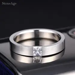 All Size 4mm Frosted Surface Simple Titanium Steel Rings for Unisex Men Women Silver Color CZ Engagement Ring Jewelry KBR180