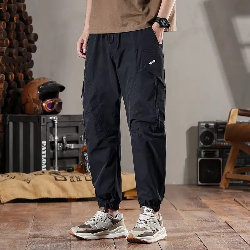 

Overalls Men's Tied Feet Tide Brand Outdoor 2026 Summer Thin Quick-drying Harlan Pants Trendy Youth Army Green Thin Casual Pants