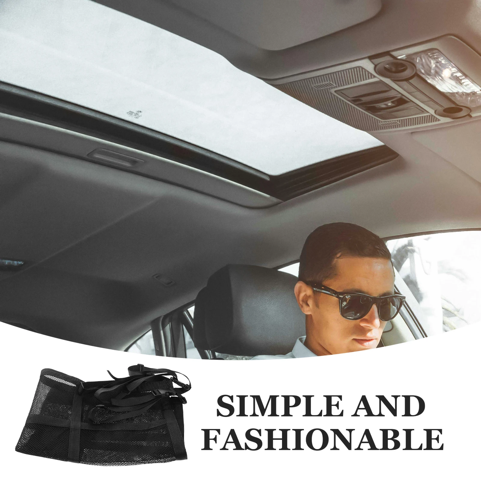 

Car Roof Storage Net Double Pockets Waterproof Dustproof Zipper Style Easy Installation Car Ceiling Cargo Net Truck Accessories