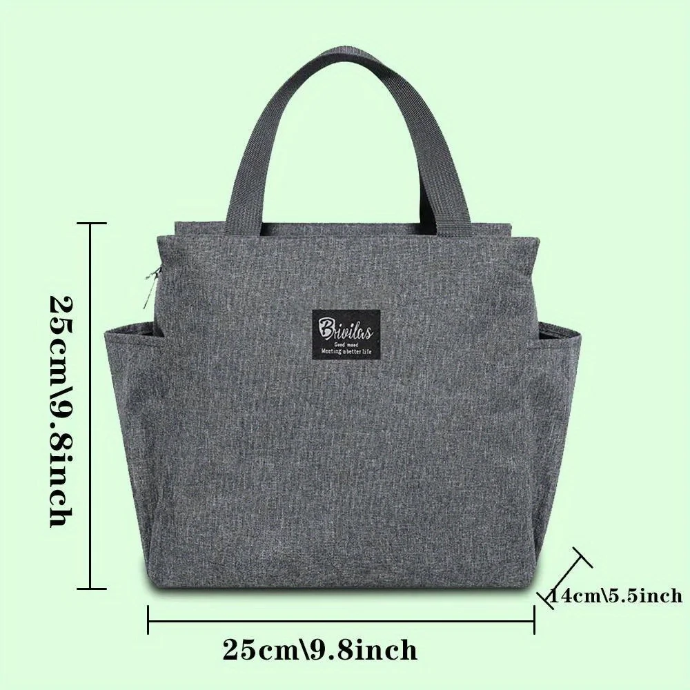 Large Capacity Canvas Lunch Bag Red Rose Letter Print Tote Bag Storage Handbag for Office Picnic Travel Fashion