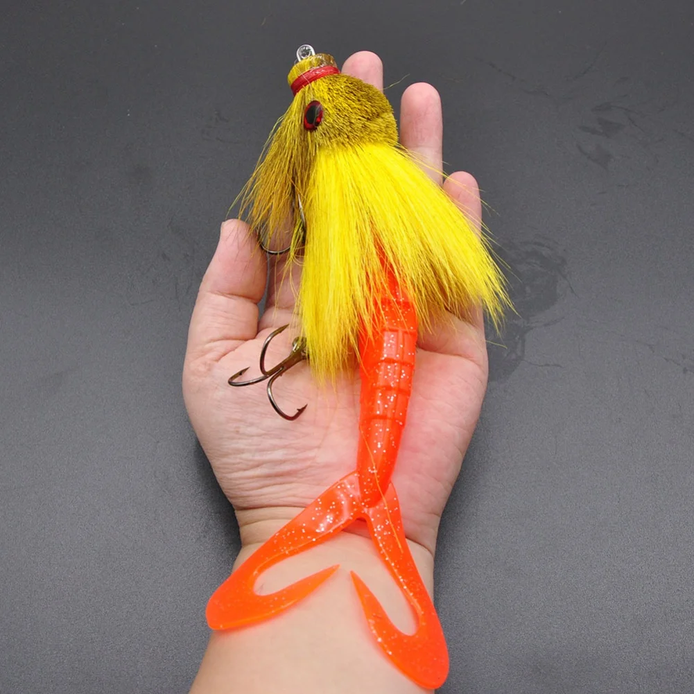 Embout de natation multi-articulé de 22cm 35g, appât artificiel de Style souris, écumoire à queue forte, doubles crochets en acier, pour tête de serpent de brochet de bar