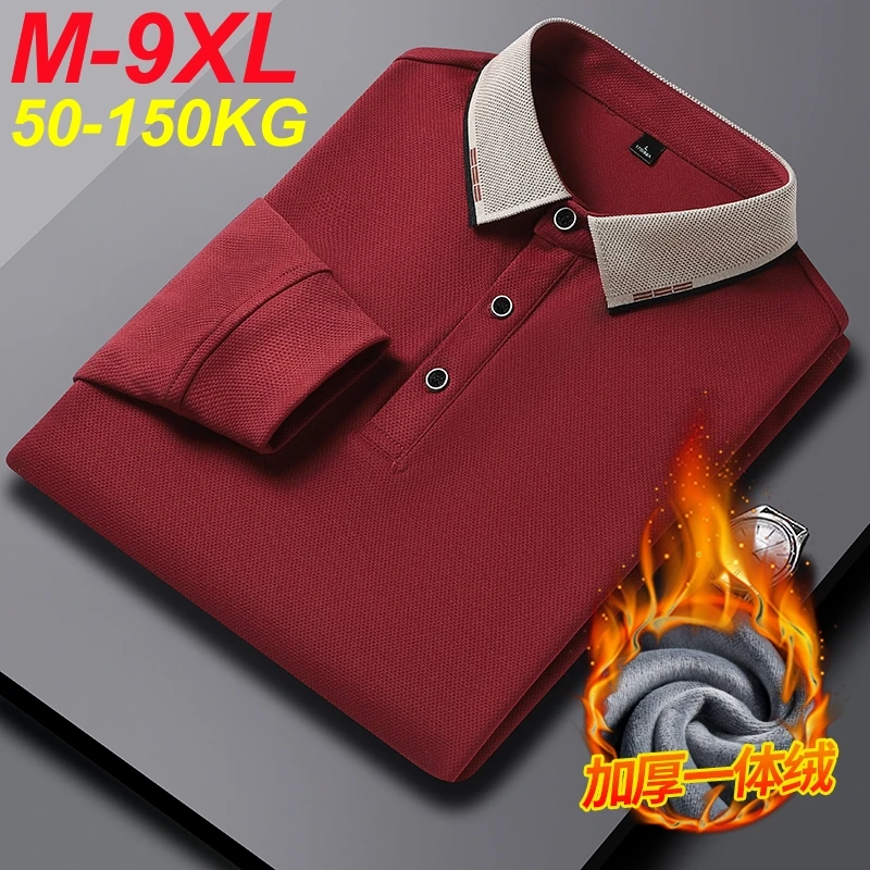 Plus Size 7XL 8XL 9XL Autumn Long Sleeve Business Polo Shirt Men Breathable Casual Gym Jogging Golf Hiking Loose Big Polo Shirt