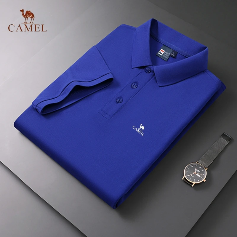 Embroidered CAMEL Men's Pure Cotton Sweat-absorbing and Breathable Polo Shirt Summer Fashion Business Casual Short sleeved T-shi