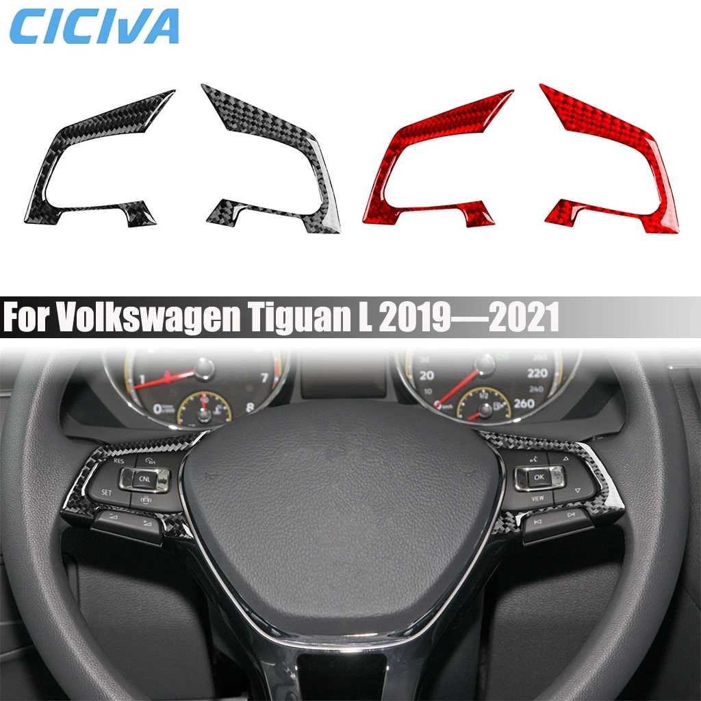 

Carbon Fiber Car Accessories Driver Wheel Button Frame Decorative Interior Cover Trim Sticker For Volkswagen Tiguan L 2019—2021