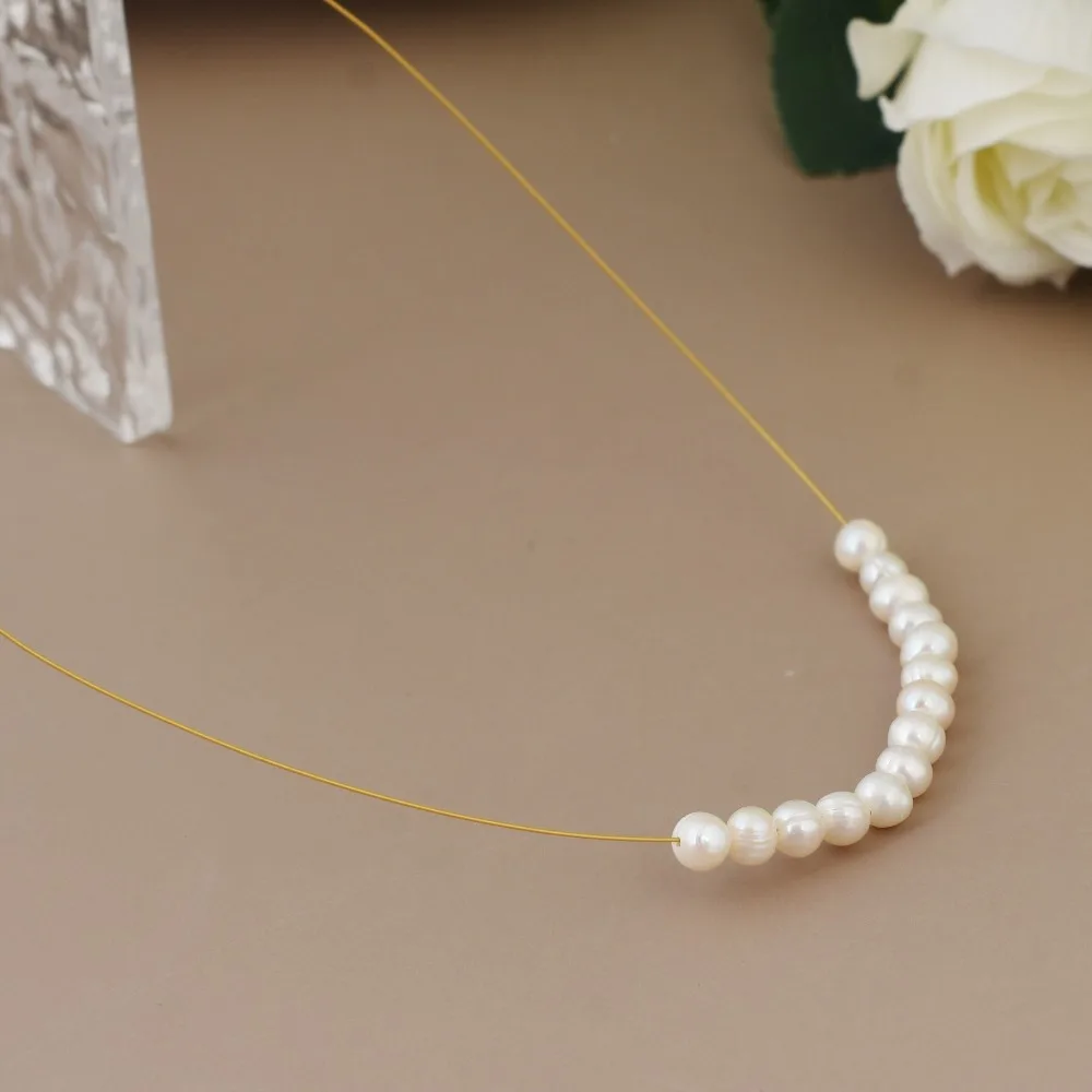 

Classic New Fashion Light Luxury Natural Freshwater Pearl Necklace High-end Simple and Versatile Necklace Office Jewelry