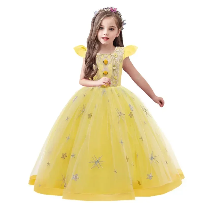 Fashion Princess Girl Dress Wedding Birthday Party Frocks Flower Girl Dresses Lace Kids Girls Party Dresses 3-12Y
