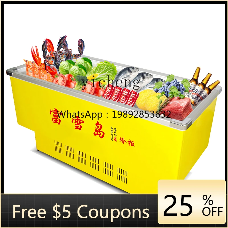 

ZS морозильная камера, коммерческая витрина большой емкости, холодильник для супермаркетов, горизонтальная плоская морозильная камера