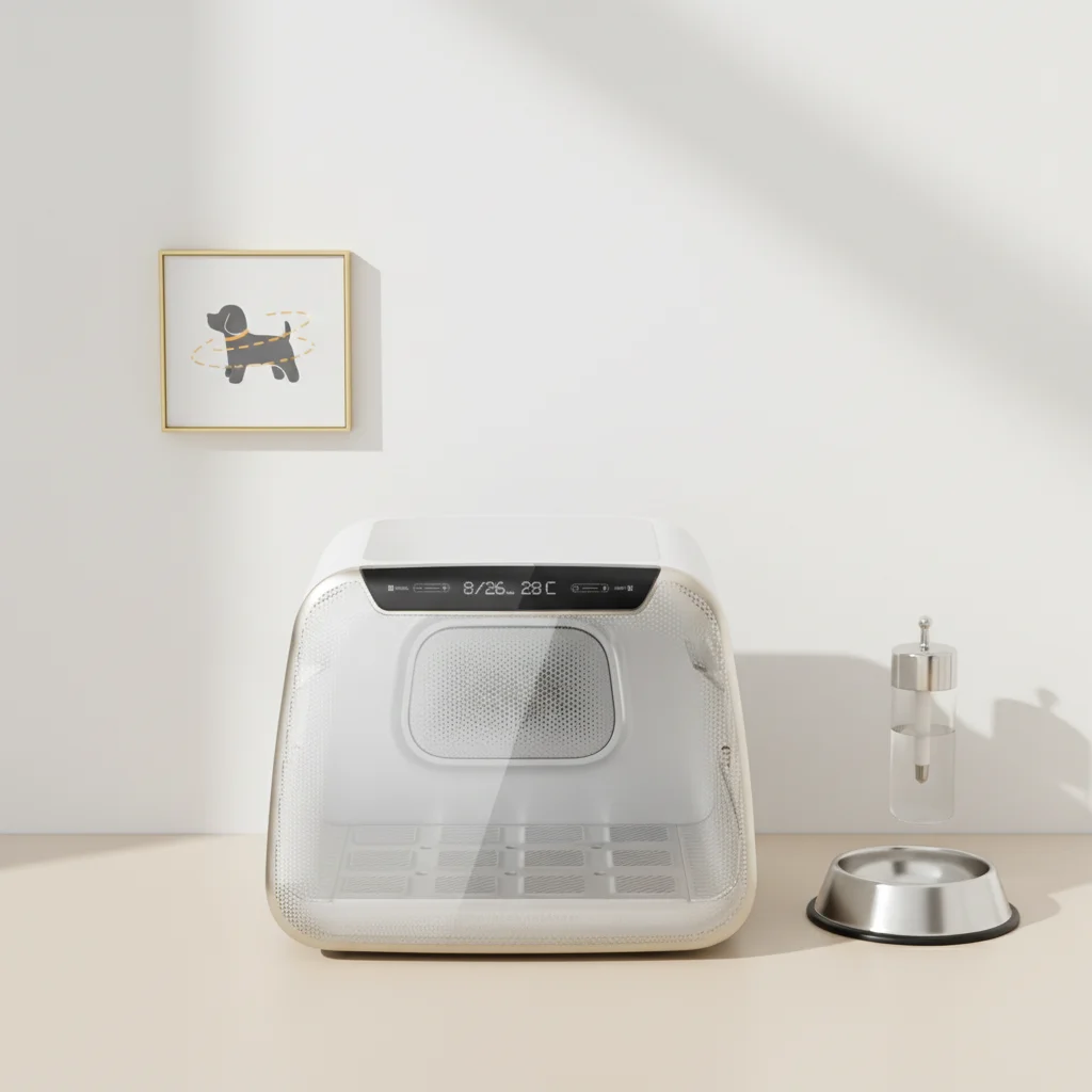 Eco-friendly Sustainable Plastic Dogs Cats Pet Grooming Hair Smart Drying Box Dryer Bathroom 70L 6 Modes