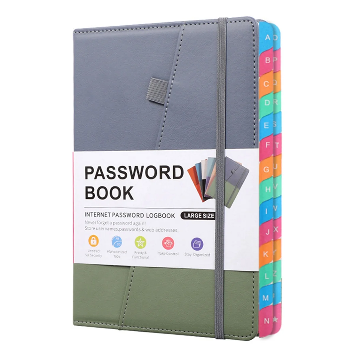 Password Keeper Book with Colorful Alphabetical Tabs and Two Bookmarks, for Seniors 8.4X5.9Inch, Internet Address C