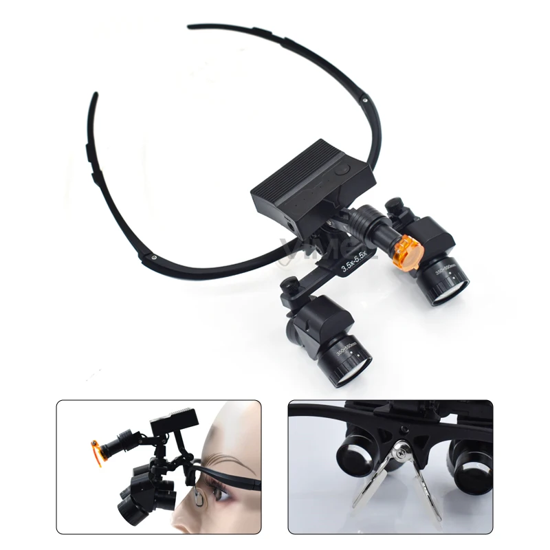 3.5X-5.5X den tal Binocular Magnifier LED Loupe with Adjustable Zoomand Pupillary Distance Oral MedicalInstrument