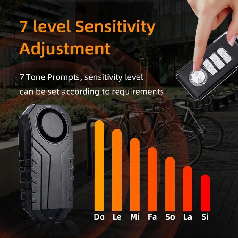 [G]New Wireless Anti Theft Vibration Alarm With Remote Control 113dB Loud For Bikes Motorcycles Doors Windows 3
