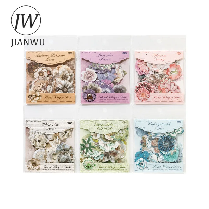 JIANWU Cutting Language Flower Series Vintage Floral Landscape Material Collage Scrapbooking Sticker Creative Journal Stationery view 5