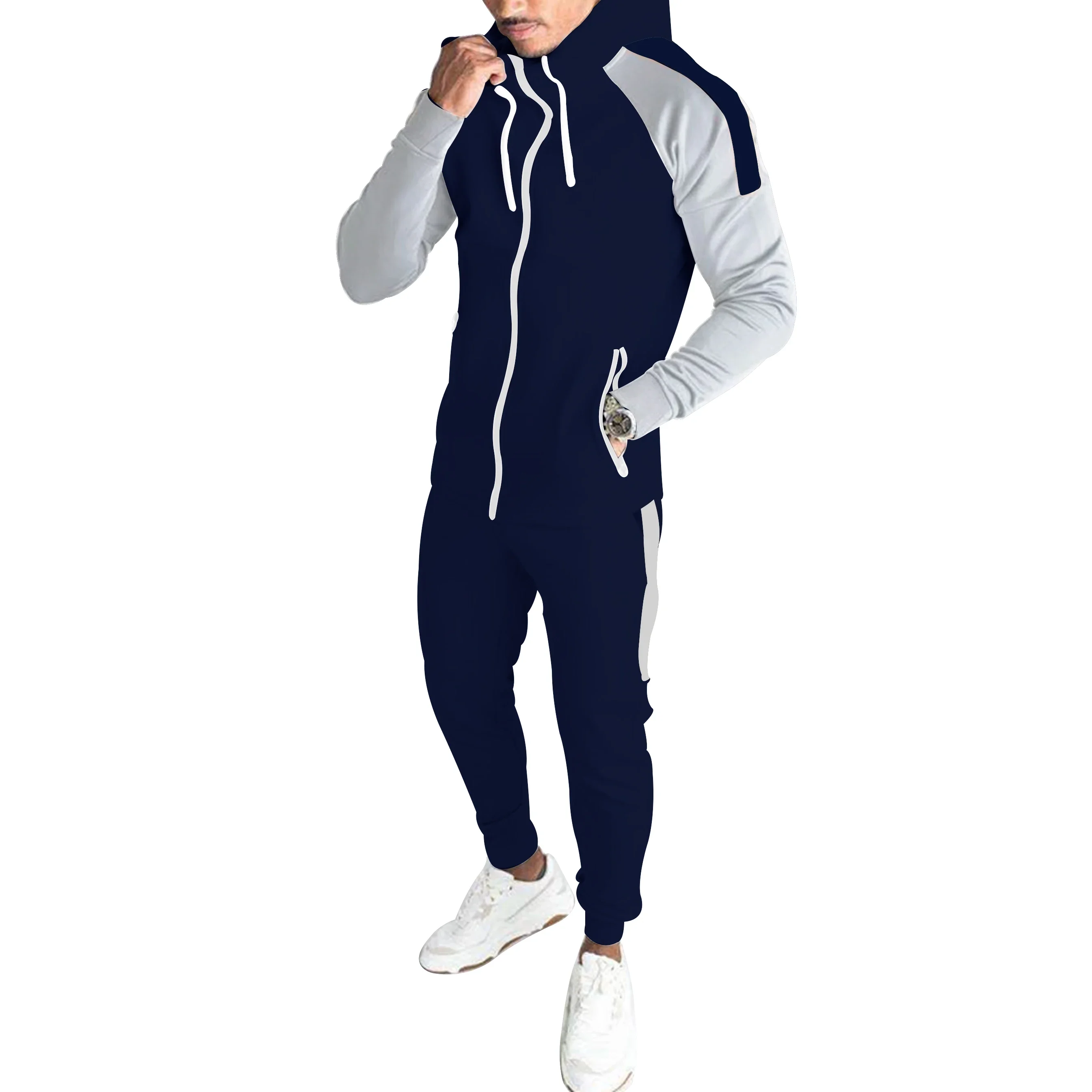 New Mens Tracksuits Casual Sweatpants Printing Zipper Hooded Sweatshirt fashion Versatile Coat Outdoors Jogging Sports Clothing