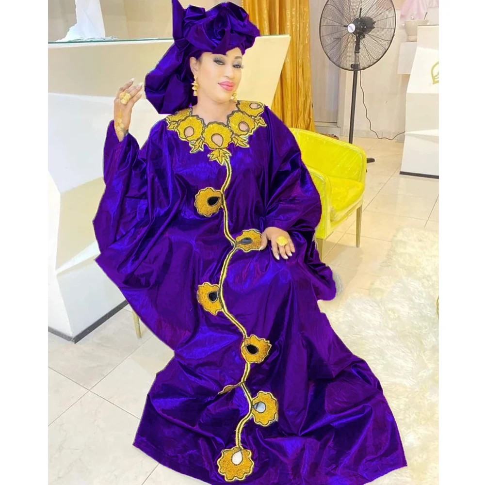 2024 Bazin Dresses For Women Original Bazin Riche Dashiki Robe Swiss Voile Embroidery Bazin Riche Evening Gowns Daily Robe