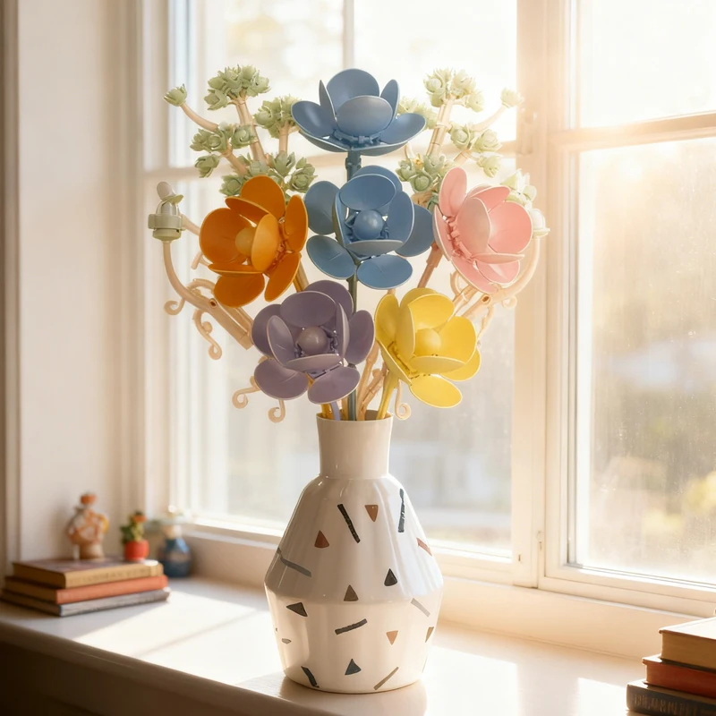 

Camellia Bouquet Building block everlasting flower living room decoration toy MOC Valentine's Day and Christmas gift